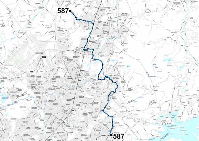 Liite 1-4 Linja 587 Mellunmäki (M) Fazerila Hakunila Nissas Kolohonka Havukoski Koivukylän asema Korson asema Vierumäki Linja 587 Ruuhka Päivä/ilta La, päivä Su, päivä Vuoroväli, min 30 60 60 60