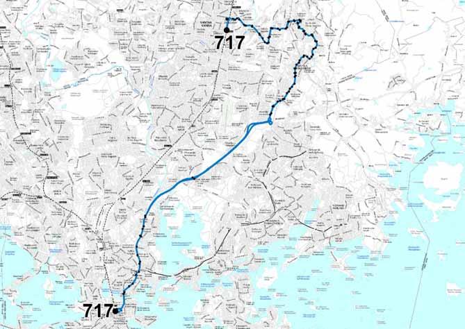 Liite 1-8 Linja 717 Rautatientori Lahdenväylä Jakomäki Hakunila Nissas Kolohonka Maarinkunnas Jokiniemi Tikkurilan asema Linja 717 Ruuhka Päivä/ilta La, päivä Su, päivä Vuoroväli, min 15 20 20 20