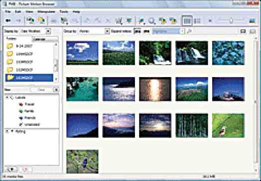 Kuvien katseleminen tietokoneessa Kun tuominen on valmis, Picture Motion Browser -ohjelmisto käynnistyy.