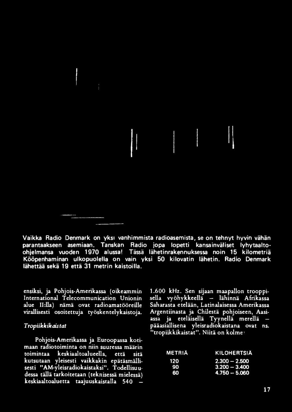 ensiksi, ja Pohjois-Amerikassa (oikeammin International Telecommunication Unionin alue II:lla) nämä ovat radioamatööreille virallisesti osoitettuja työskentelykaistoja.