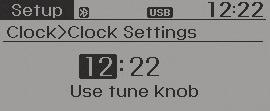 Autosi ominaisuudet KELLON ASETUKSET Paina SETUP painiketta Valitse [Clock] TUNE-säätimellä tai painikkeella 3 Valitse valikko TUNEsäätimellä.