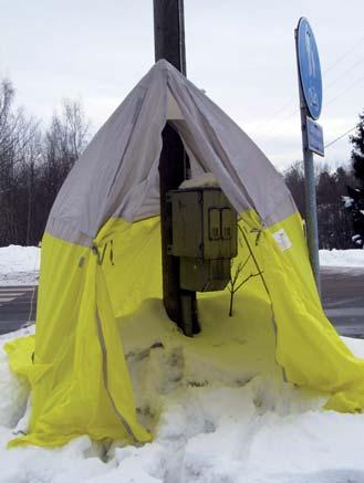 Pelsuen monipuolinen pikkuteltta Voidaan kiinnittää pylvään ympärille.