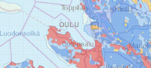 Mt 8155, Poikkimaantien parantaminen välillä Oulun Satama vt22 19 GTK:n (Geologian tutkimuskeskus) aineiston perusteella happamien sulfaattimaiden esiintymisen todennäköisyys hankealueella on pieni.