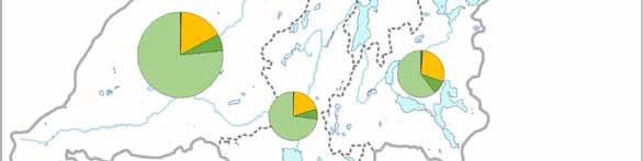 1,1 t/v 1,3t/v 2,0 t/v 1,0 t/v 2,7 t/v 9,1 t/v 2,9 t/v 3,2 t/v Kuva 10. Siuntionjoen vesistön osavaluma-alueilta lähtevä kokonaisfosforikuormitus (kok. P 1000 kg/vuosi) v. 2016 Vemalan mukaan. 4.