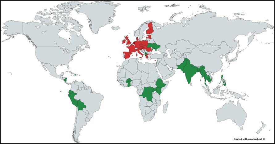 Valmiuksien kehittämisen ja teknisen avun hankkeet vuonna 2015 EU:n jäsenvaltioihin sijoittautuneet hankekumppanit Kolmansiin maihin sijoittautuneet hankekumppanit 3.