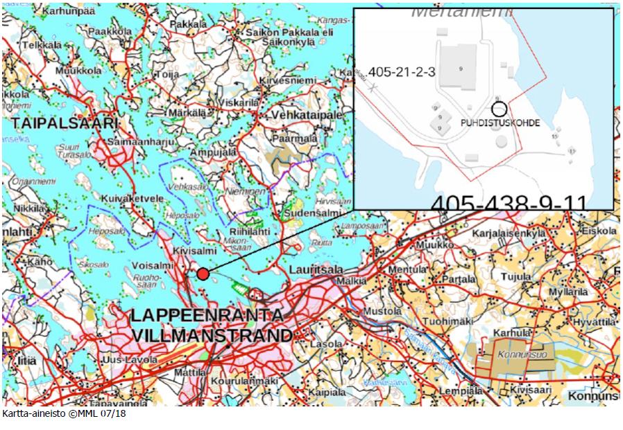 KASELY/949/2018 2 (9) TIEDOT KOHDEALUEESTA JA SEN PILAANTUNEISUUDESTA Kohteen sijainti ja toimintahistoria Puhdistettava alue sijaitsee Lappeenrannan keskustan pohjoispuolella Voisalmensaaren