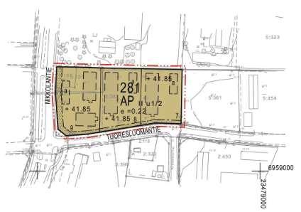 5 Asemakaavan kuvaus 5.1 Kaavan rakenne Mitoitus ja palvelut Kaavamuutosalueen pinta-ala on 0,61 ha, kerrosala 1344 k-m 2 ja aluetehokkuus e=0,22. Kerrosala lisääntyy 122 k-m 2.