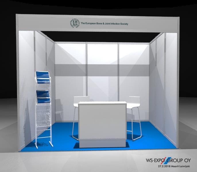 STAND PACKAGES STAND PACKAGE B - 248 cm high white profile walls - Fascia with a company name or logo on all open sides - felt carpet, 20 different colour options - 1