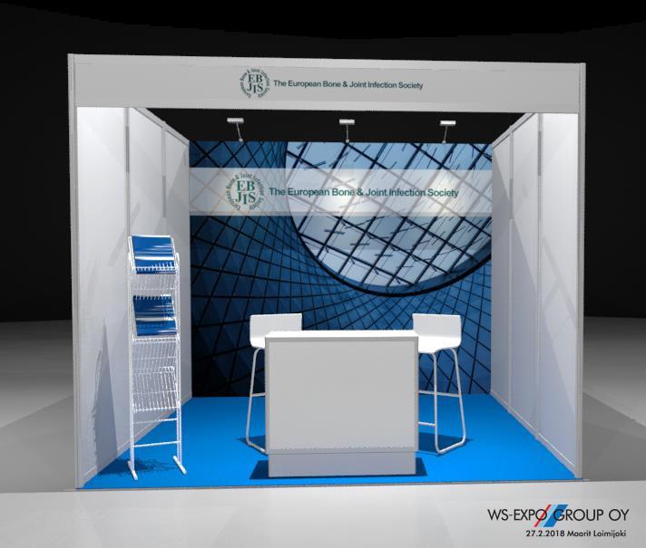 STAND PACKAGES STAND PACKAGE C - 248 cm high white profile walls - Printed backwall - Fascia with a company name or logo on all open sides - felt carpet, 20 different colour options - 1