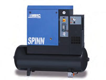 kompressorit SPINN.E Teho 5,5-11 kw Säiliöllä ja kuivaimella. Käyttöjännite V / Hz Säiliö l Max. paine Tuotto l/min Teho kw / hp Melutaso dba l x s x k 4152008332 SPINN.