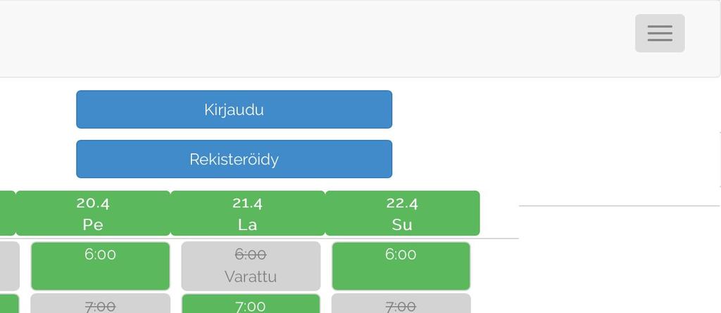 3 KÄYTTÄJÄTUNNUKSEN REKISTERÖIMINEN Omien varausten tekeminen edellyttää omia käyttäjätunnuksia.