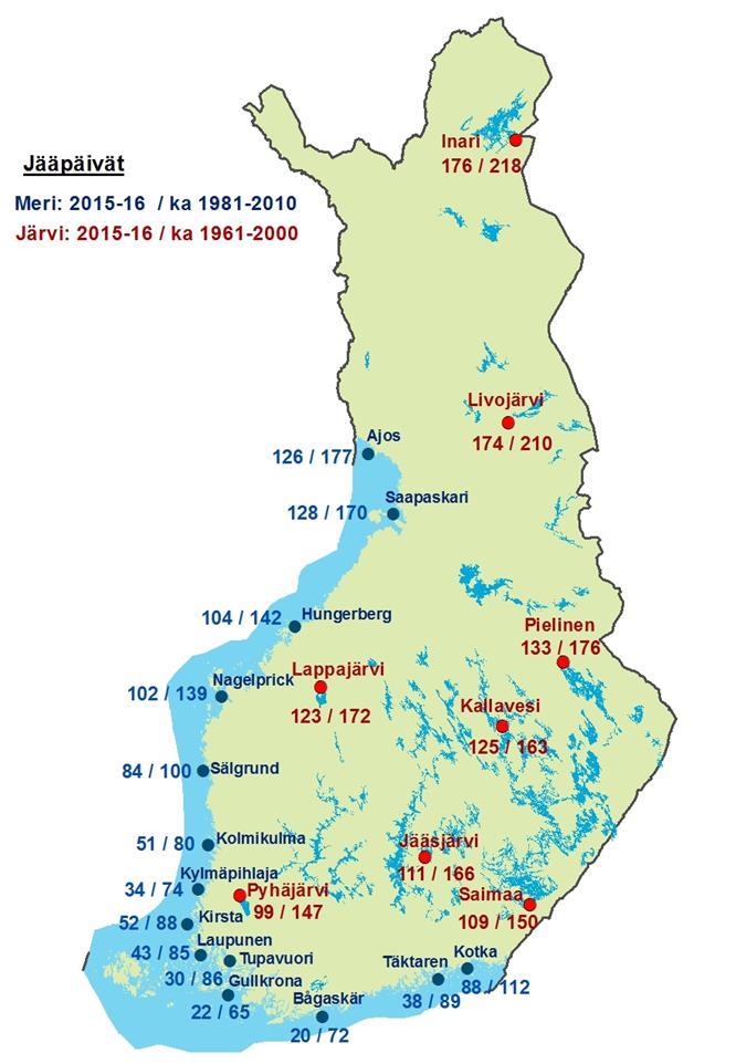 Jääpäiviä vähän