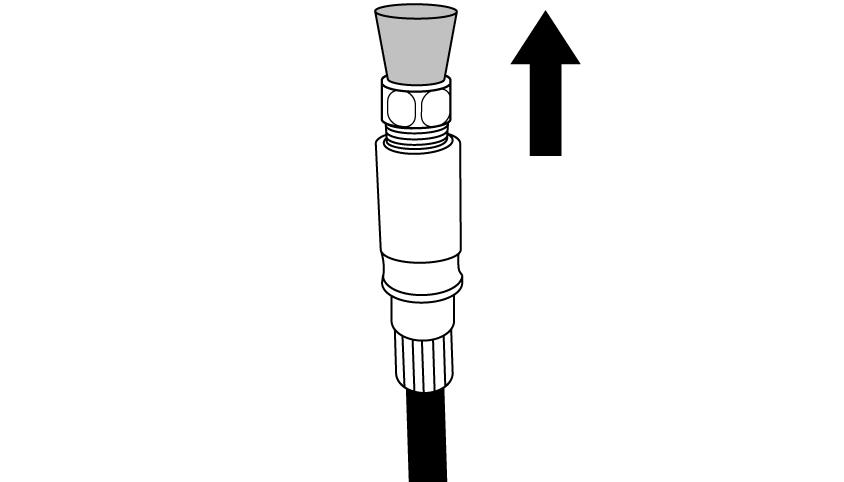 ASENNUS (HYDRAULILEVYJARRUT) 2. Irrota letkun suojus. 3. Kiinnitä liitoskappale ruuvipenkkiin tai vastaavaan laitteeseen. Kohdista letkuliitäntä ylöspäin kuvan mukaisesti. 6.