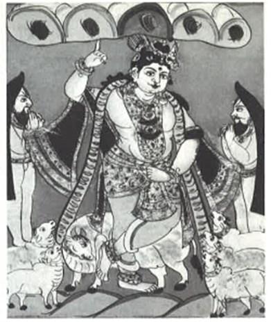 Kuvat 20 ja 21.Yläkuvassa Višnu, eräs hindulaisuuden korkeimmista jumalista. Toinen on Śiva.