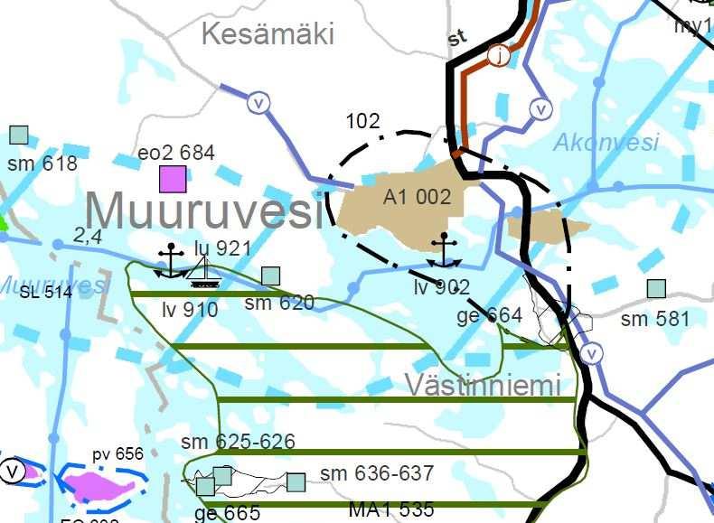JUANKOSKI Muuruveden taajamayleiskaava Maankäytönsuunnittelu 4 Suunnittelutilanne Maakuntakaava Suunnittelualueella on voimassa ympäristöministeriön 7.12.