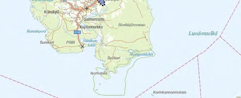 400 m etäisyydelle Luovontiestä, jolloin uudet rakennuspaikat täydentävät nykyistä kylärakennetta ja sijoittuvat nykyisen tiestön ja kunnallistekniikan kannalta edullisille alueille.