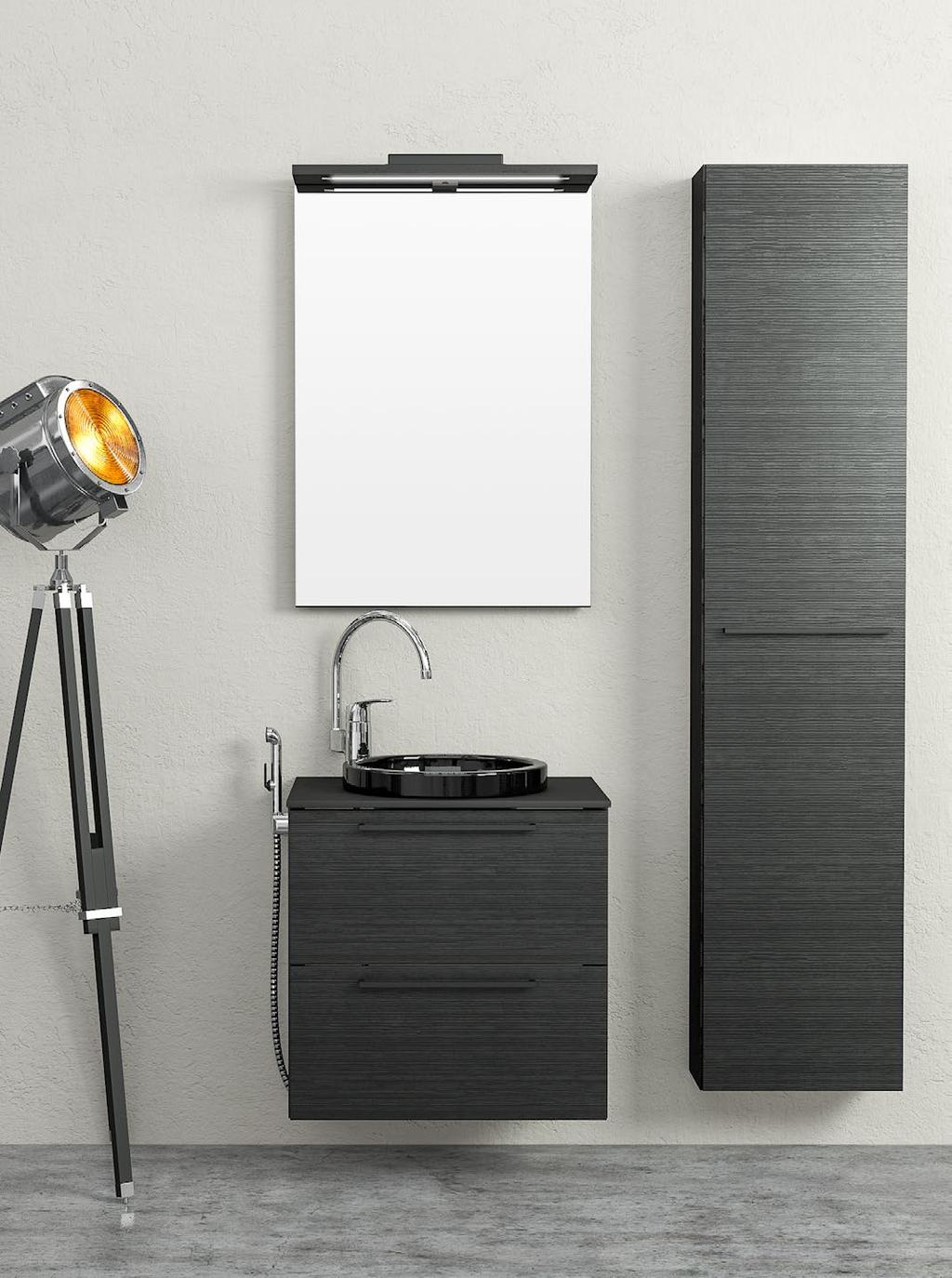 DESiGN-alakaappi, leveys 60 cm, syvyys 43 cm POLARIS-laminaattitaso, leveys 61 cm, syvyys 45 cm PYÖREÄ-allas, Ø 40 cm