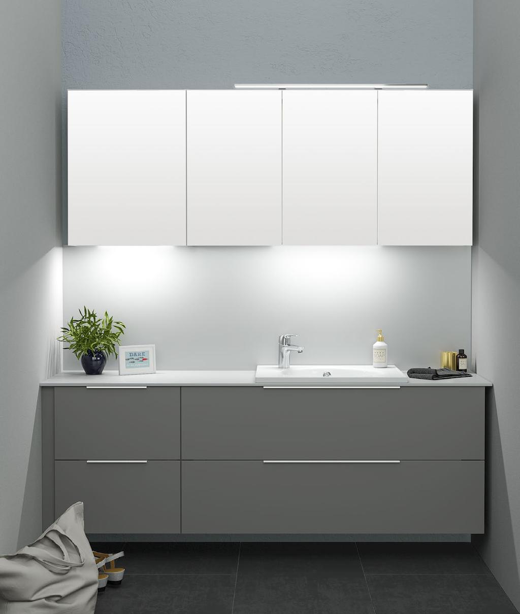 DESiGN-alakaappi, leveys 50 cm, syvyys 48 cm DESiGN-alakaappi, leveys 120 cm, syvyys 48 cm Hi-Macs -komposiittitaso, leveys 177,5 cm, syvyys