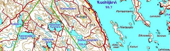 Kartta 1. Tuuloksen pohjoisosan luontokohteet.
