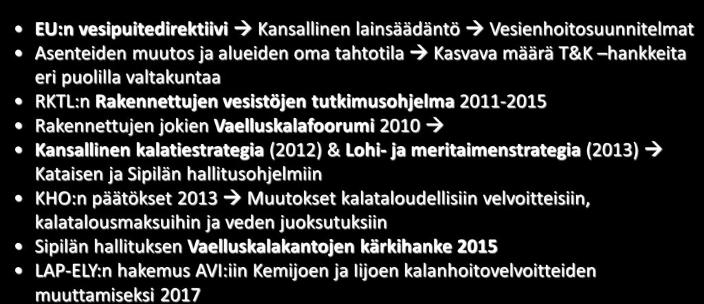 velvoitteisiin, kalatalousmaksuihin ja veden juoksutuksiin Sipilän hallituksen