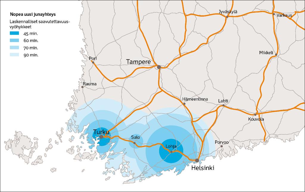 Alueellinen junayhteys kehittyy Helsinki Turku nopea junayhteys lyhentää kaupunkien välistä matka-aikaa sekä laajentaa työssäkäyntija