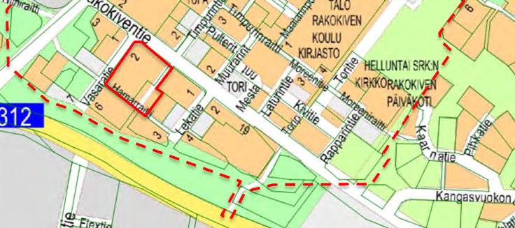.3.2018 kaavoituskatsauksesta tiedottamisen yhteydessä. 1.2 Kaava-alueen sijainti Suunnittelualue sijaitsee Uudenkylän kaupunginosassa Rakokiven liikekeskuksessa.