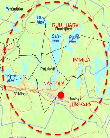 Ruuhijärven kaupunginosiin. Rakokiven liikekeskus on näiden kaupunginosien lähipalvelukeskus. Vaikutusalue ulottuu laajimmillaan yli 20 km päähän.