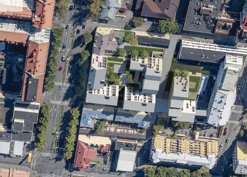 Vaihtoehto VE2 / OLOkortteli PUISTOKADUN JA TORIKADUN KULMAKORTTELIT KUVA 16.