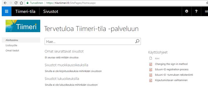 Ohje 5 (5) Palvelututant / Tiimeri-pääkäyttäjät 6.11.