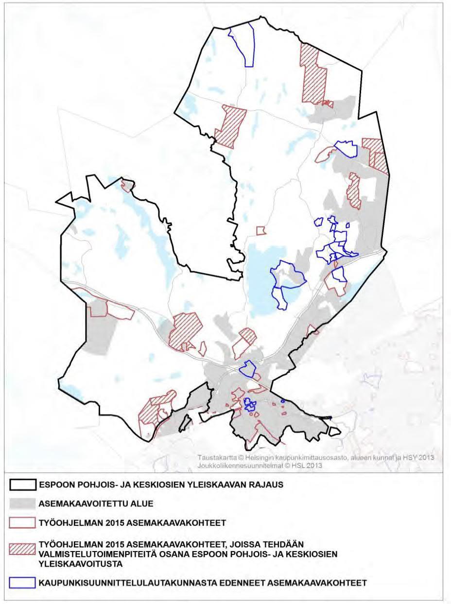 13 (19) Asemakaavat Suunnittelualueesta 30 km² eli noin 20 % koko alueesta on