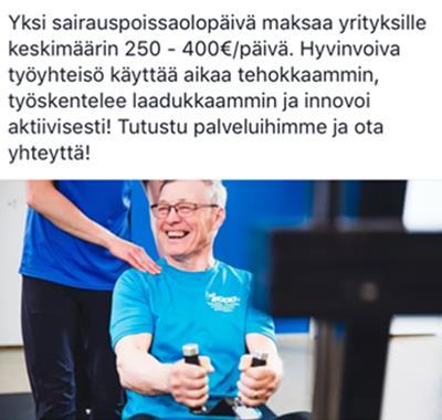 Case työhyvinvointi Käyttäjinä yrityksen työntekijä, myynnin kohderyhmänä päättäjät. Hyötynä sairauspoissaolojen väheneminen ja työhyvinvoinnin ja tyytyväisyyden lisääntyminen.