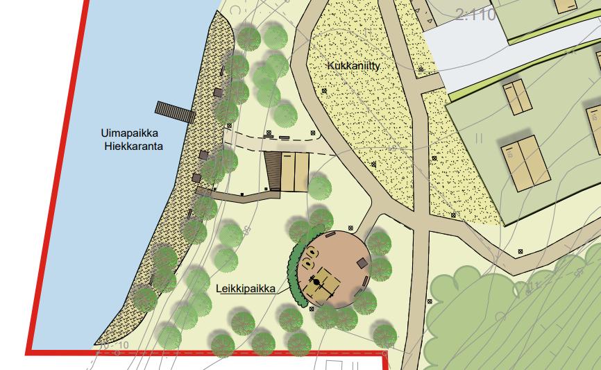 2.4 Sauna, uimapaikka ja venevalkama Yhteiskäyttöisen saunarakennuksen rakennusala on osoitettu Lohanpuiston viereen Kalljärven rannalle.