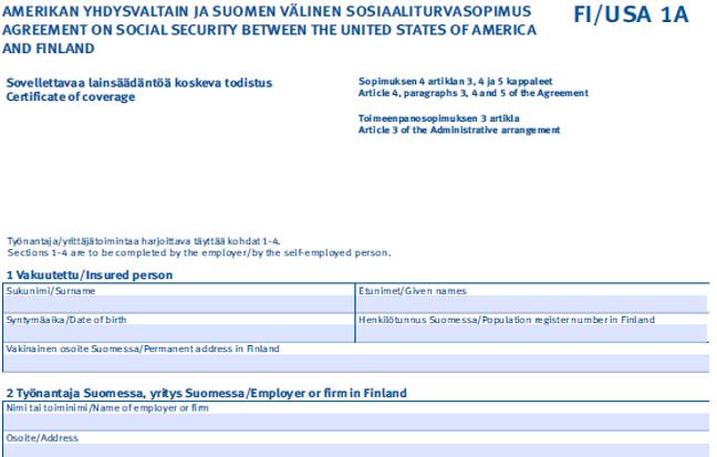 Todistus sovellettavasta sosiaaliturvalainsäädännöstä A1-todistus koskee vain