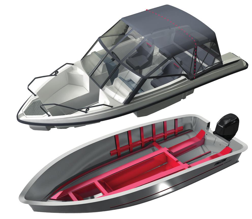 MIKSI FALCON? Falcon-alumiiniveneiden suunnittelussa on hyödynnetty Bella-Veneet Oy:n lähes 50-vuotista kokemusta venevalmistuksesta.