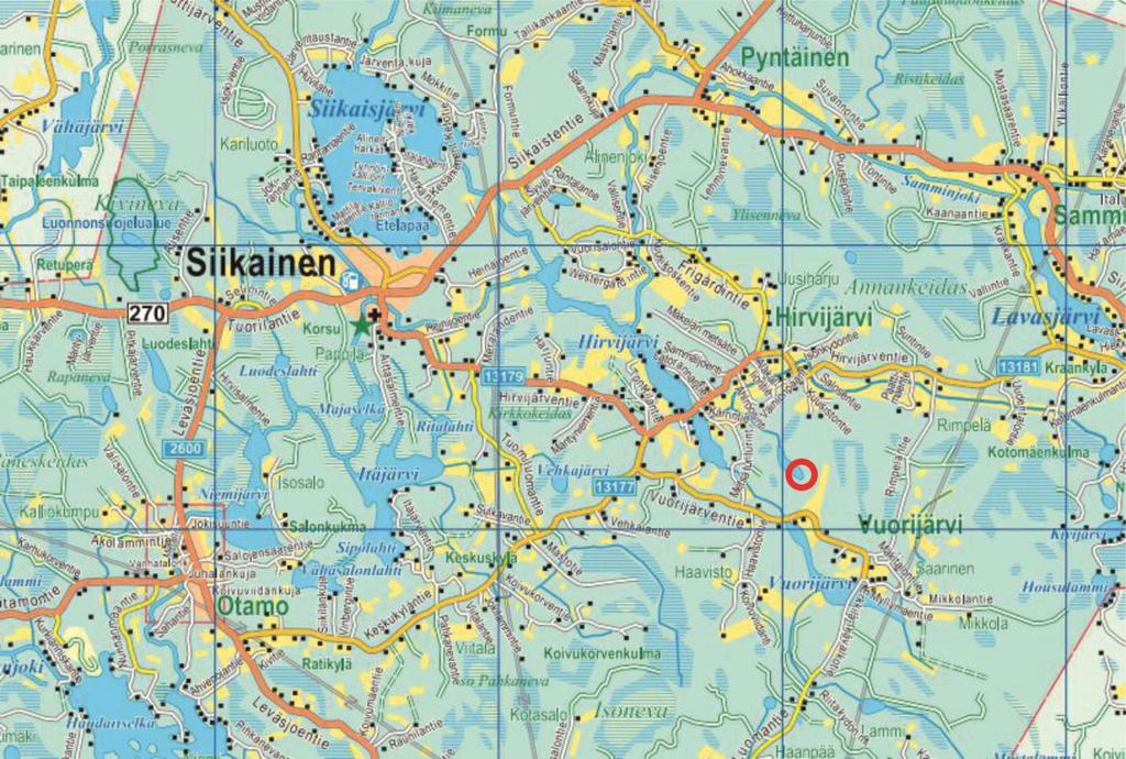 Kaava-alueen sijainti Kaava-alue sijaitsee Siikaisten kunnan Hirvijärven kylässä.