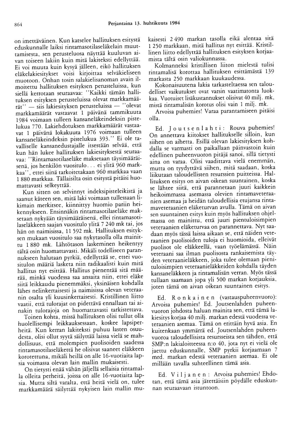 864 Perjantaina 13. huhtikuuta 1984 on imettäväinen.