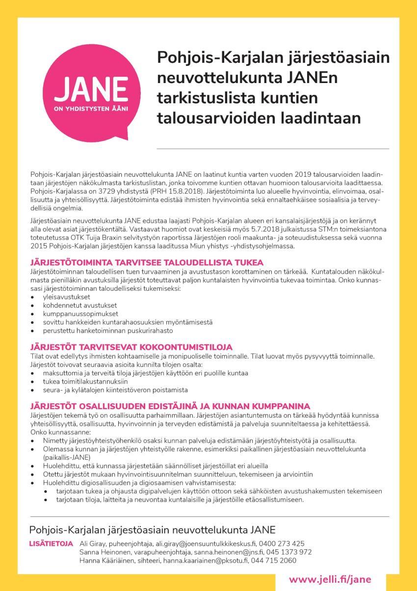 Ajankohtaista JANEn tarkistuslista kuntien talousarvioihin (28.