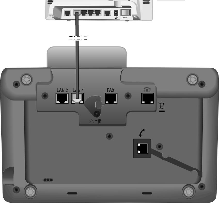 Puhelimen käyttöönotto 3 1 2 1 Pujota toimitukseen kuuluvan Ethernet-johdon (Cat 5, jossa on kaksi RJ45-Western-modulaariliitintä) pää kotelon takana olevasta aukosta.