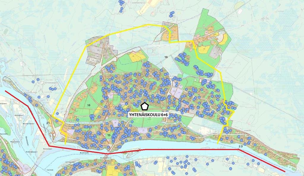 (23 oppilasta/luokka) alakoulu yläkoulu VE4: sarjat oppilaat sarjat oppilaat yhteensä Yhtenäiskoulu 6,0 828 6,0 414 1242 Saarenkylän palvelualue 6,0 828 6,0