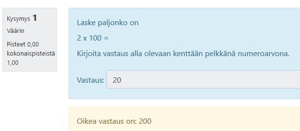 Lyhytvastaus 9 Lisävaihtoehtoja ei ole välttämätön tehdä, jos on vain yksi