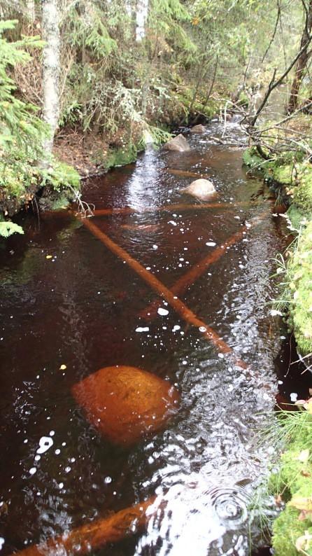 14 Kuvat 11 (vas.) a 12 (oik.). Kortesnevan metsätien yläpuolella oleva niva-alue kivettiin puusuisteiden lisäksi. Kohteesta syntyi monimuotoinen alue kalastolle.