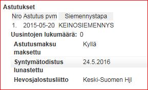 Syntymätodistus Mikäli oriilla on käytössään sähköinen astutuskirjanpito, voi oriinpitäjä merkitä syntymätodistuksen lunastetuksi suoraan Heppaan eikä paperista syntymätodistusta tällöin tarvita.