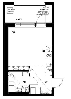 Huoneistopohjat 1h + alk + kt 28,5 m 2 Asunto C110, 2. kerros Asunto C119, 3.