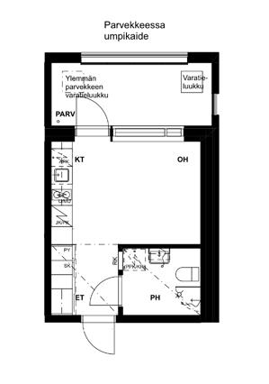 Huoneistopohjat 1h + kt 21,0 m 2 Asunto C111, 2.