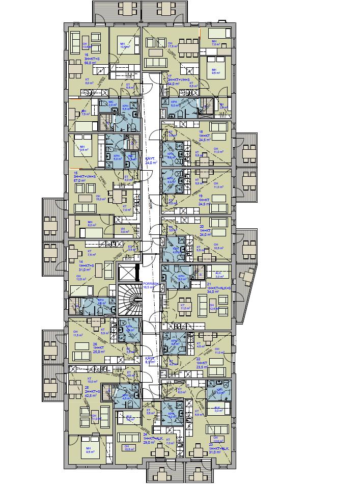 KERROS 2 16 3hs 56,0 m² 17 3hvhs 54,0 m² 18 24,5 m² 15 3hvhs 57,0 m² 19 24,5 m² 14 s 31,0 m²