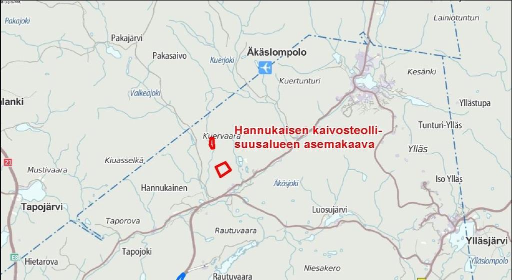 Kuva 3. Hannukaisen kaivosalueen asemakaavojen suunnittelualueet 6.