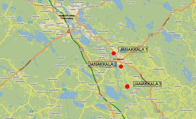 TARKASTELU Tarkoituksena oli selvittää Hämeenlinnan seudulta soveltuvia kohteita raakapuunkuormauspaikaksi noin 200 000 tonnin vuotuiselle kuljetusmäärälle korvaamaan nykyinen Hämeenlinnan