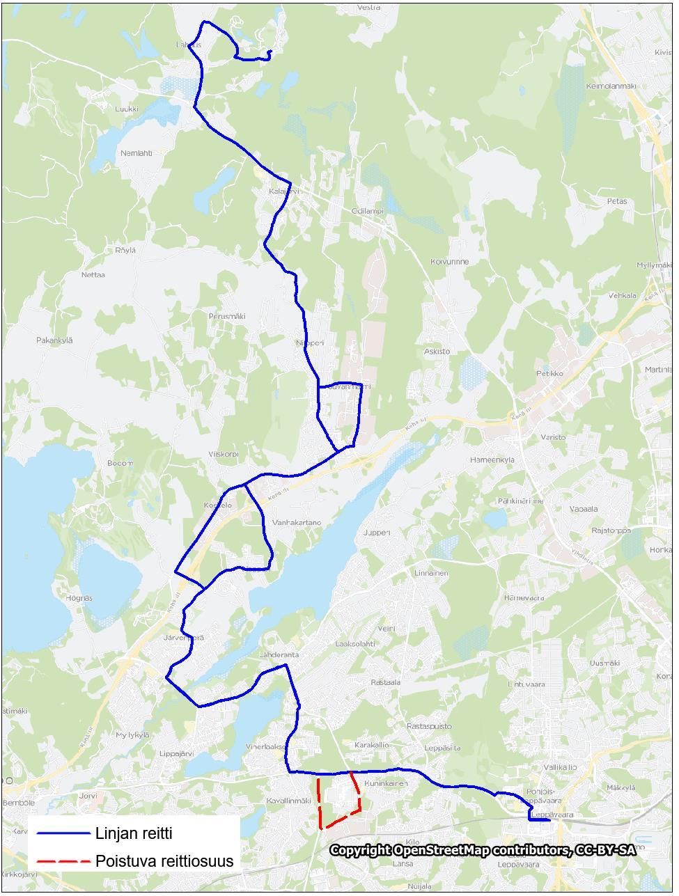 Liite 1-19 Linja 236(B, V) 236: Leppävaara Viherlaakso Kalajärvi 236B: Leppävaara