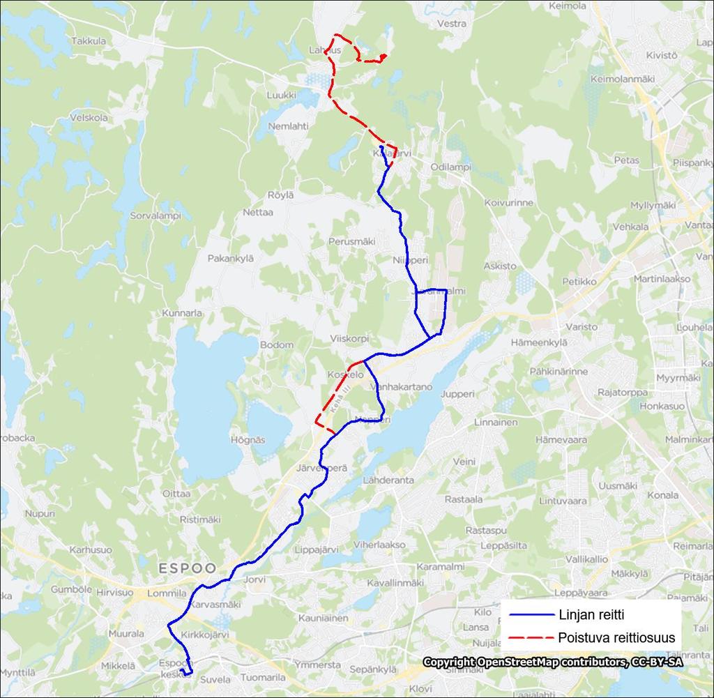 Liite 1-41 Linja 582(V) 582: Espoon keskus Niipperi Kalajärvi 582V: Espoon keskus Juvanmalmi Kalajärvi 582 582V Pohjakartat:
