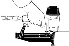 TO ADJUST FASTENER DRIVING DEPTH (not in all models) 1. Set air pressure suitable for the work. 2. Drive few fasteners into a test piece to determine if driving depth is suitable. 3.